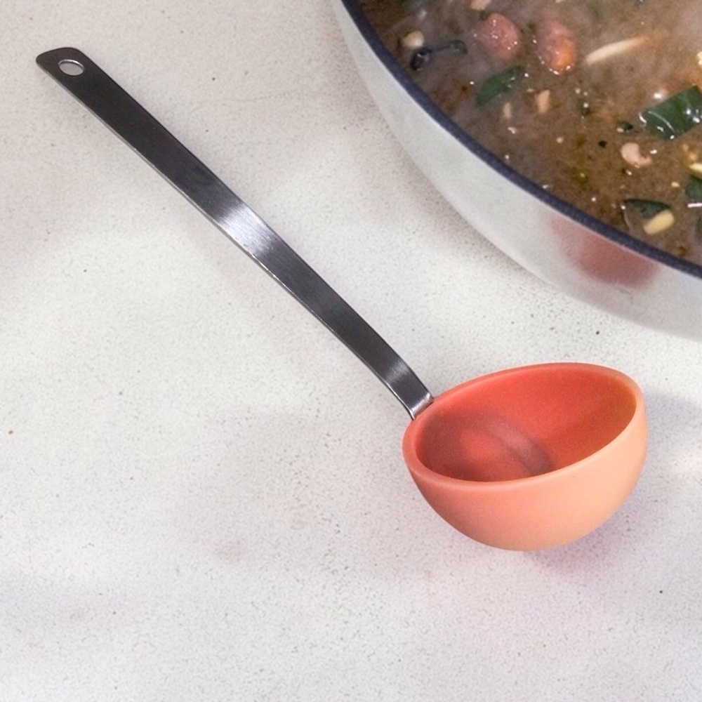 Stainless Steel Silicone Ladle Kitchen Utensil Heat Resistant Serving Spoon 11”